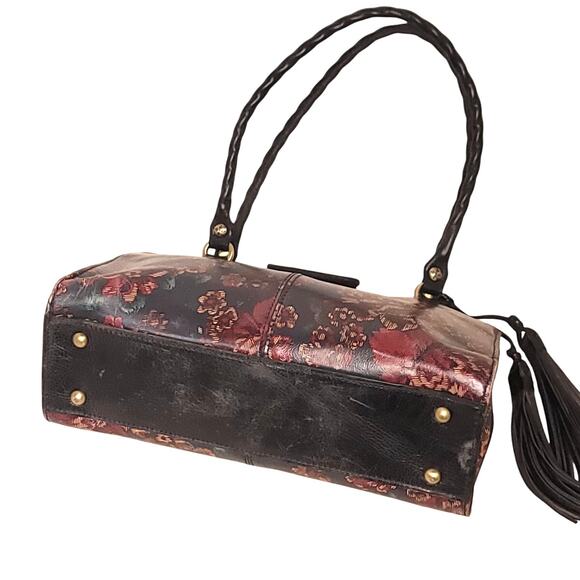 Patricia Nash Leather Rienzo Satchel Fall Tapestry Purse - Picture 7 of 9